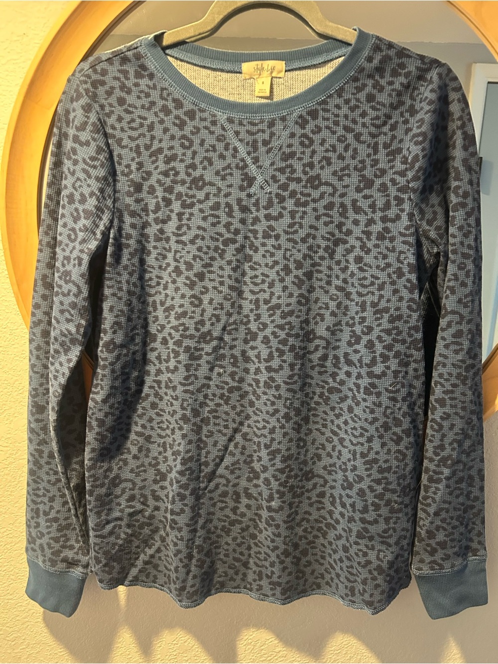 Style & Co. Blue Leopard-Print Long Sleeve Tee